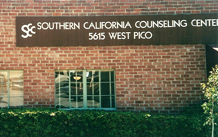 The Southern California Counseling Center sign at 5615 West Pico.